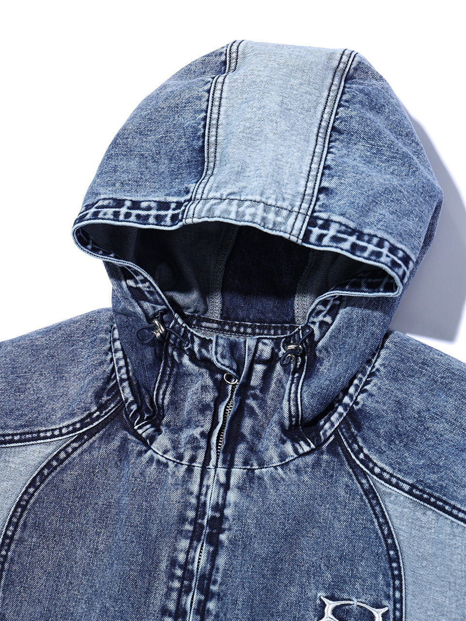 [CRITIC] COLOR BLOCK HOOD DENIM JACKET/追跡付 MUSINSA | CRITIC COLOR BLOCK HOOD DENIM JACKET LIGHT INDIGO