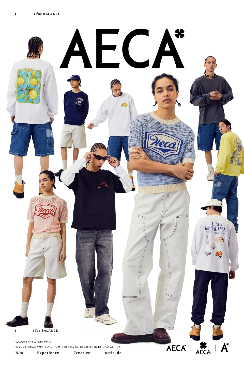 Tシャツ・カットソー AECA WHITE MORNING CAFE LONG SLEEVELIGHT GREY 에이카화이트(AECA) MORNING CAFE LONG SLEEVE-LIGHT GREY