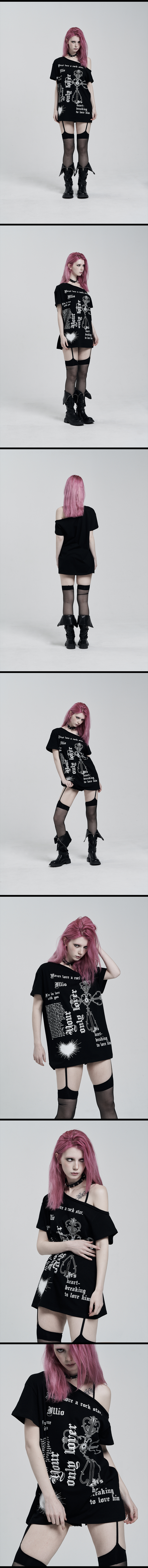 MUSINSA | ILLIO BLACK LOVER ONE SHOULDER T-SHIRTS