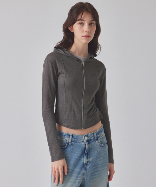 pintuck zip-up HOODIE_T416OT802