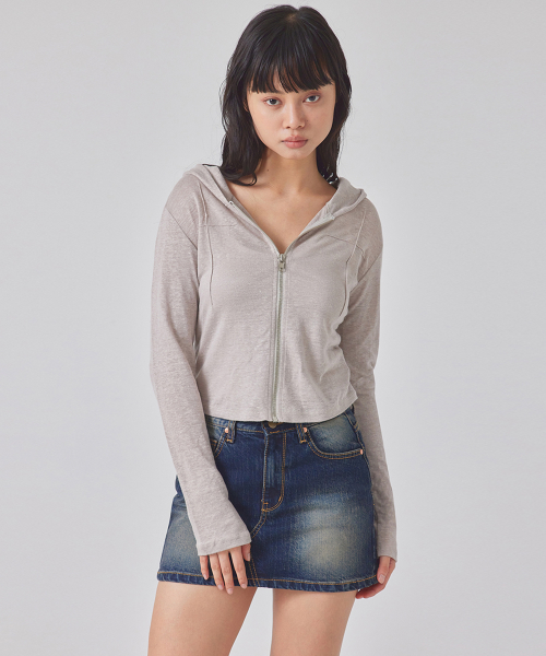 pintuck zip-up HOODIE_T416OT802