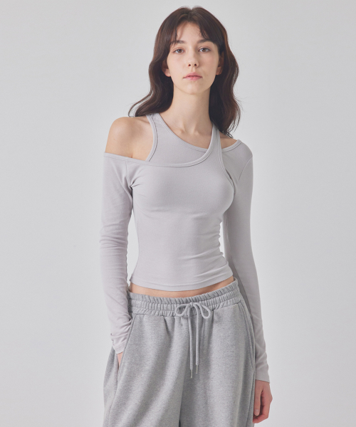 UNBALANCED SHOULDER LAYERED TOP_T416TP123