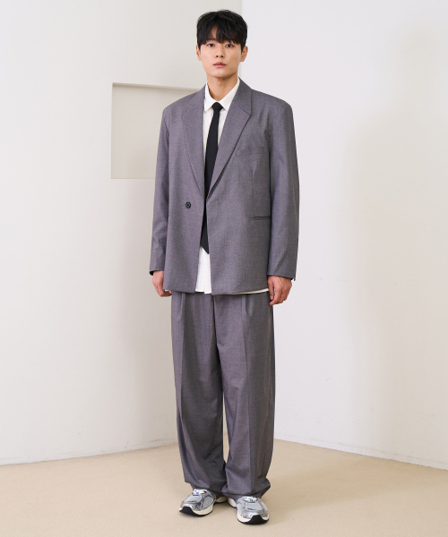 ESSENTIAL HIDDEN BUTTON SINGLE BLAZER (GRAY)