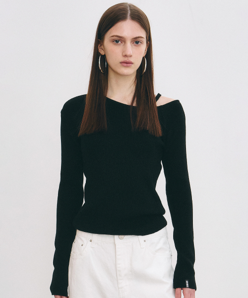 MUSINSA | NICK&NICOLE SHOULDER STRAP NICOLE LABEL KNIT_BLACK