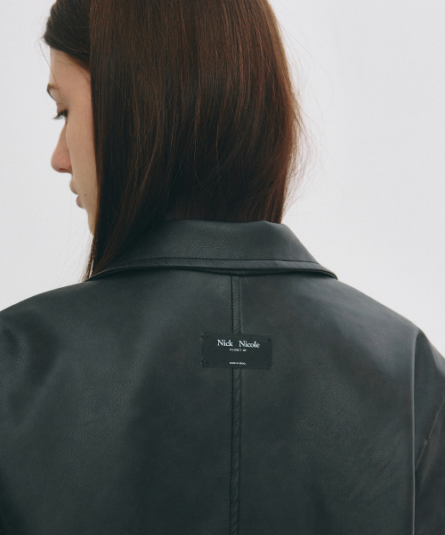 MINIMAL VINTAGE WASHED leather JACKET_BLACK