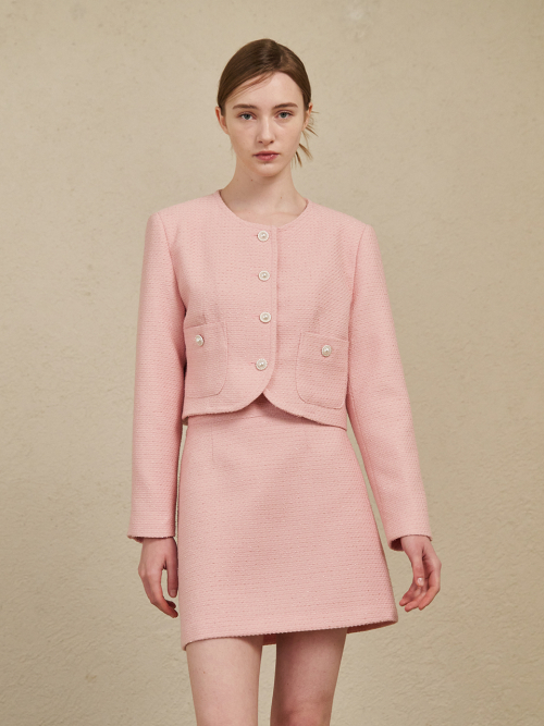 Tweed Pearl Button jacket - розовый
