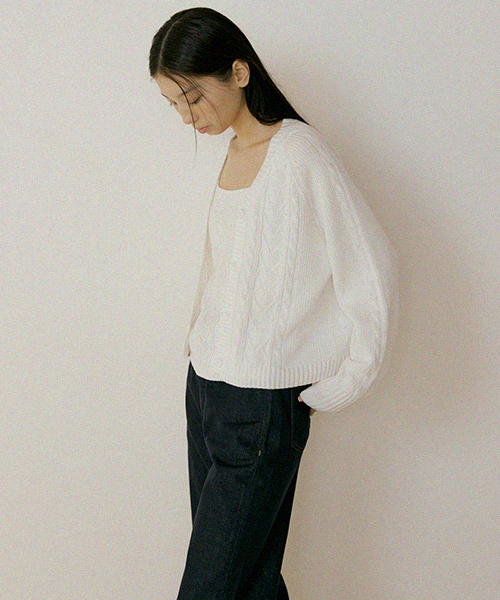 whole garment knit cardigan-ivory