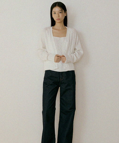whole garment knit cardigan-ivory