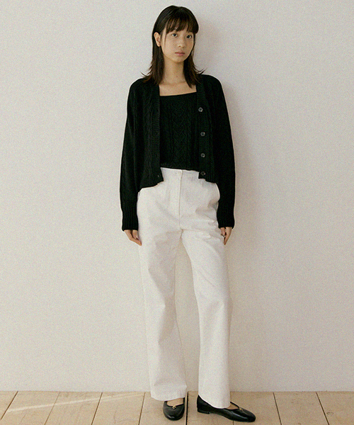 whole garment knit cardigan-черный