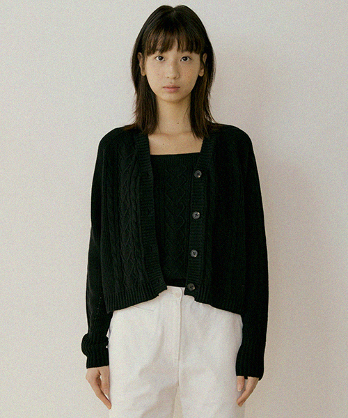 whole garment knit cardigan-черный