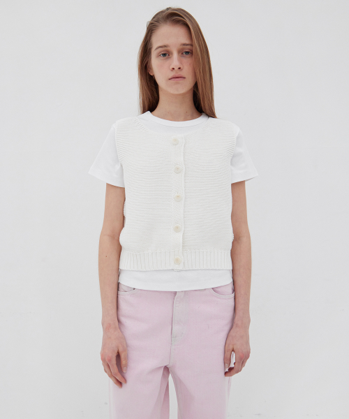 Wale reverse knit Vest - белый
