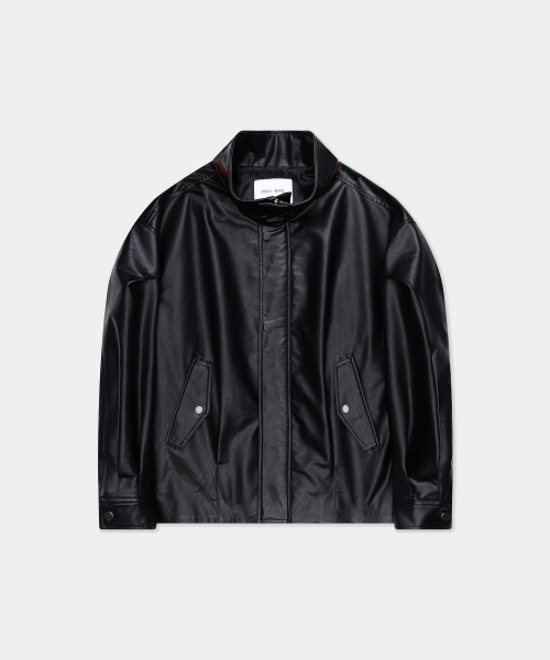 Кожаная куртка с высоким воротником Black
