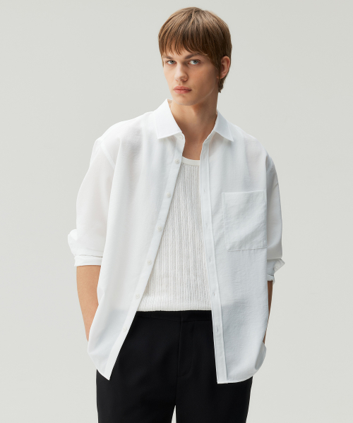 [Air Cool]Linen Like Semi-Oversized Fit рубашка - 5 color