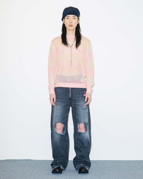 Striped Mesh knit (Baby розовый/Peach)