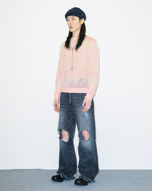 Striped Mesh knit (Baby розовый/Peach)