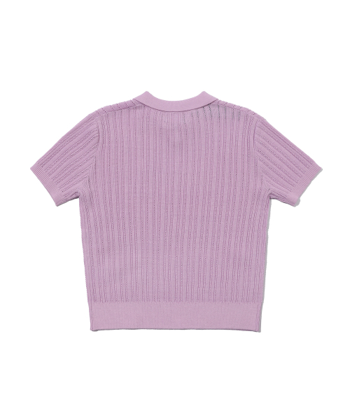 Женский трикотажный кабель-поло с коротким рукавом (Light Pink)