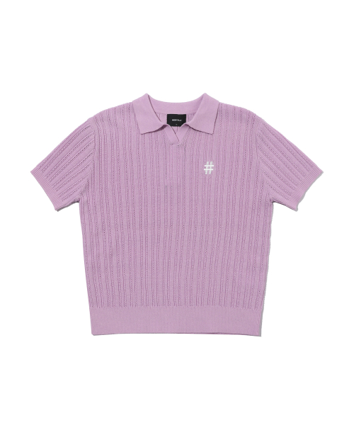 Женский трикотажный кабель-поло с коротким рукавом (Light Pink)