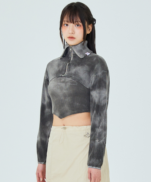 TOPPING JUMPER IN DARK GREY (зипка с принтом тай-дай)