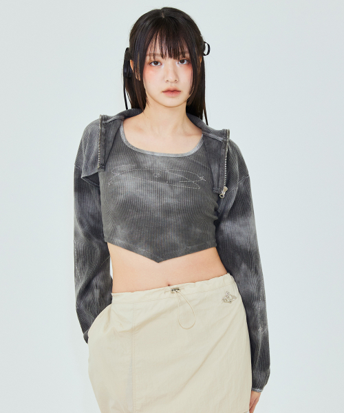 TOPPING JUMPER IN DARK GREY (зипка с принтом тай-дай)