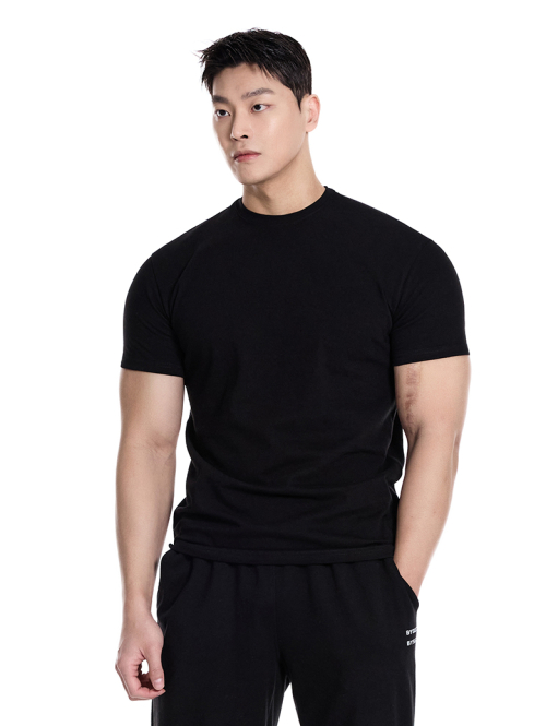 Double cotton plain muscle fit short sleeve t-shirt_7Color
