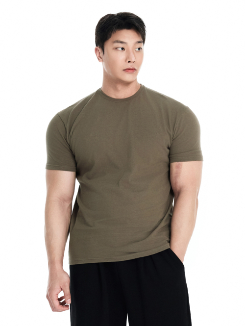 Double cotton plain muscle fit short sleeve t-shirt_7Color