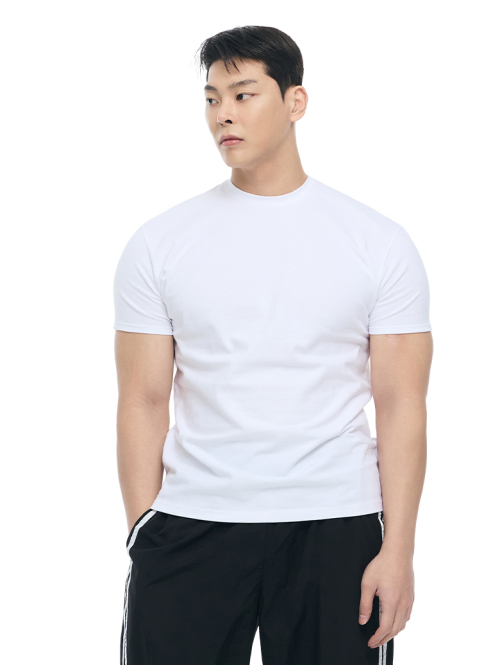 Double cotton plain muscle fit short sleeve t-shirt_7Color