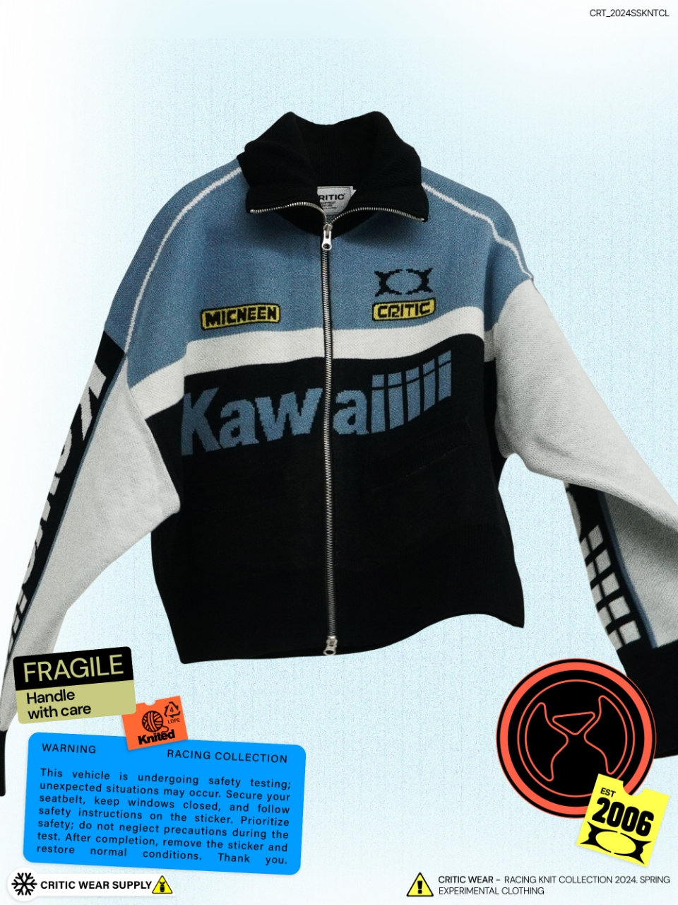 MUSINSA公式 | CRITIC KWAIIIIII RACING ZIP-UP KNIT BLUE