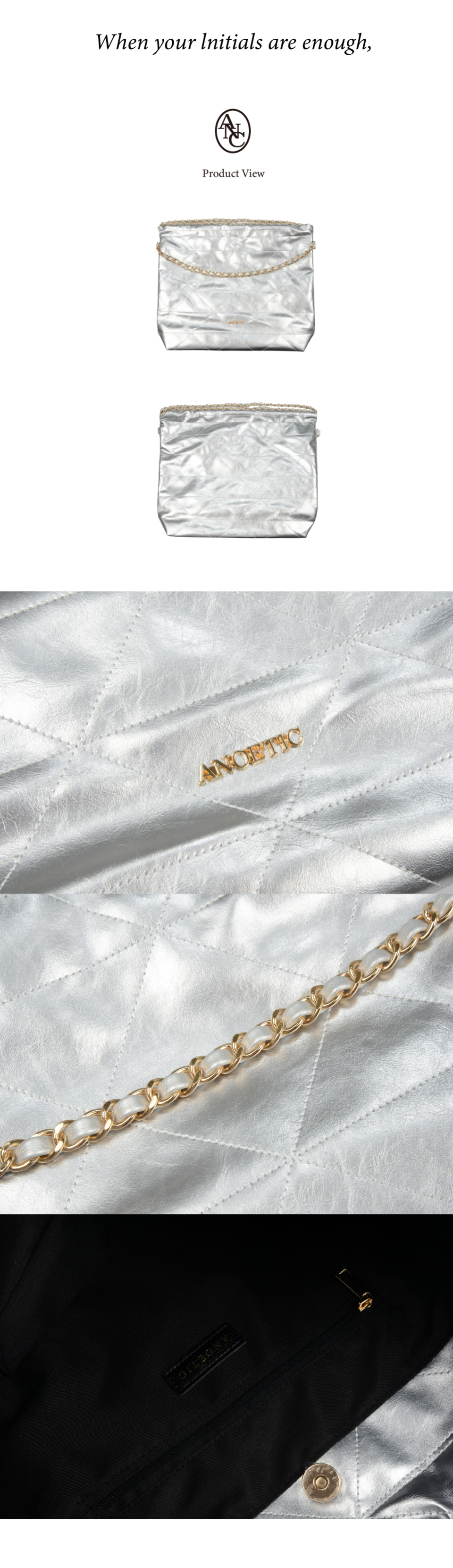 MUSINSA | ANOETIC ANC DRAW CHAIN SHOULDER BAG_SILVER