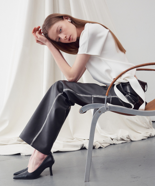 FAUX LEATHER WASHED STRAIGHT Брюки