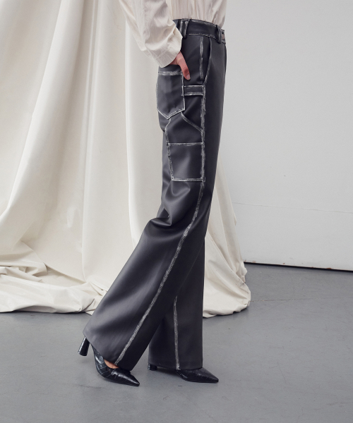 FAUX LEATHER WASHED STRAIGHT Брюки