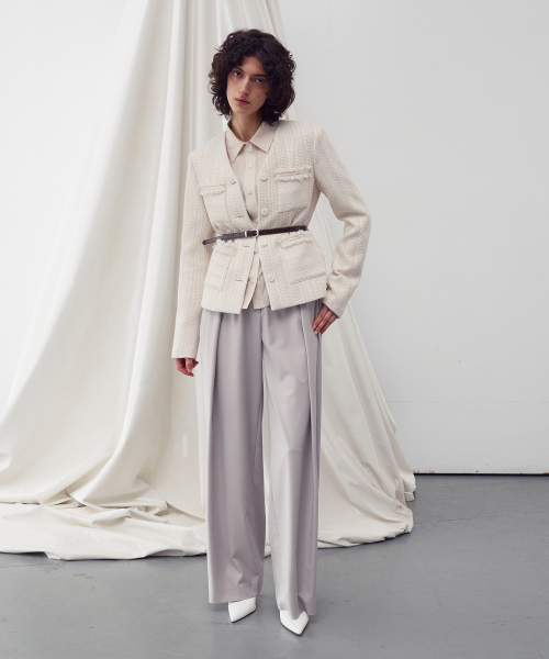 V Горловина POCKET TWEED Пиджак IVORY