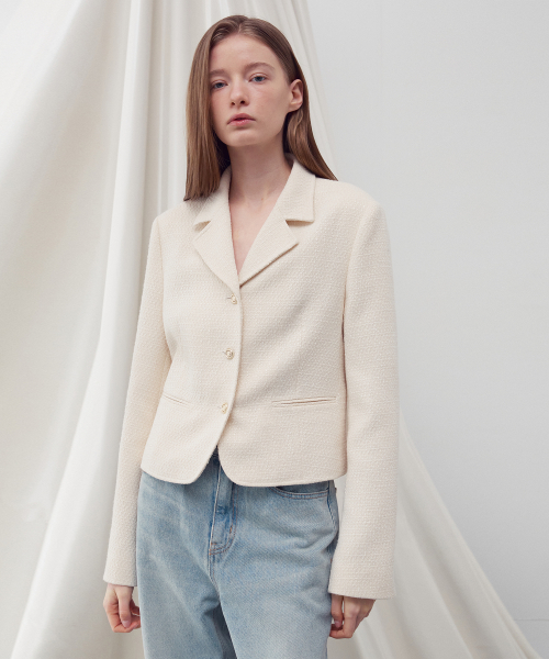 SINGLE-BREASTED TWEED Пиджак CREAM