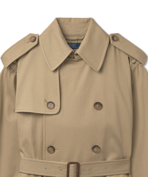 Двубортный тренч W из твила - Medium Beige