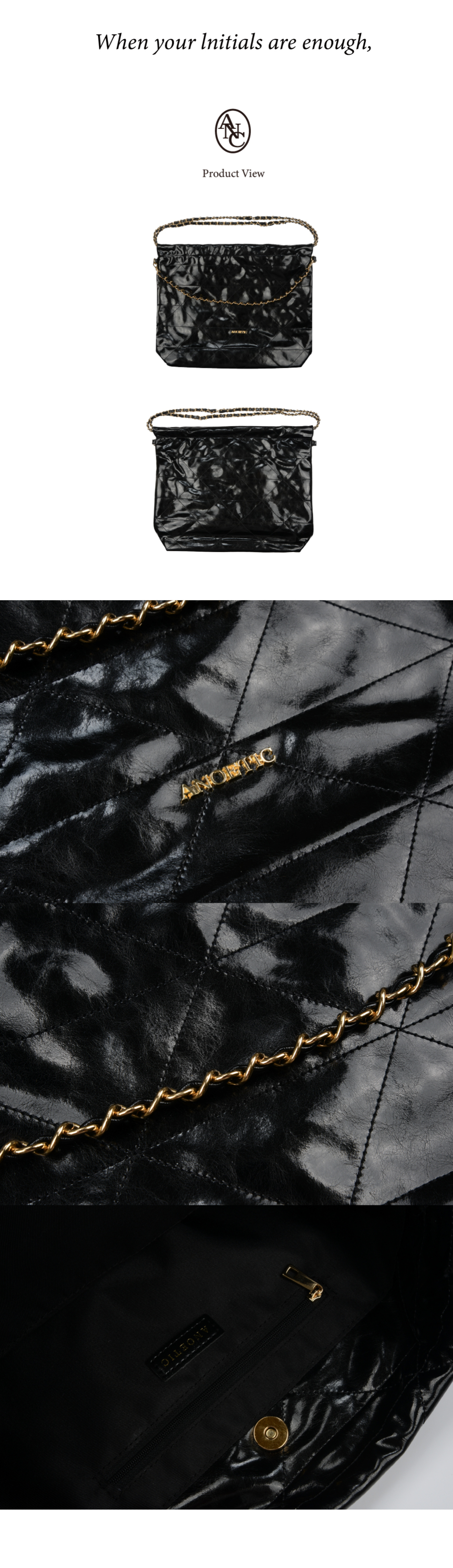 MUSINSA | ANOETIC ANC DRAW CHAIN SHOULDER BAG_BLACK