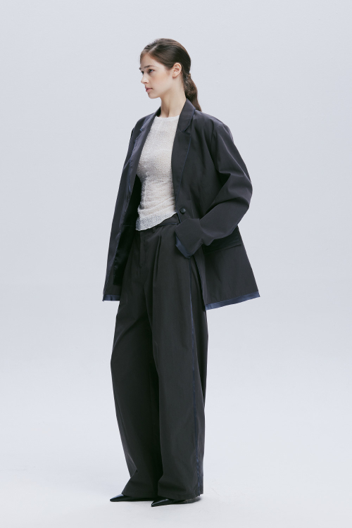 COTTON RAW CUT BLAZER (CHARCOAL)