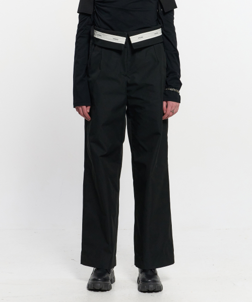 Fold Over Широкий Slacks _ Черный