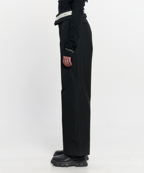 Fold Over Широкий Slacks _ Черный