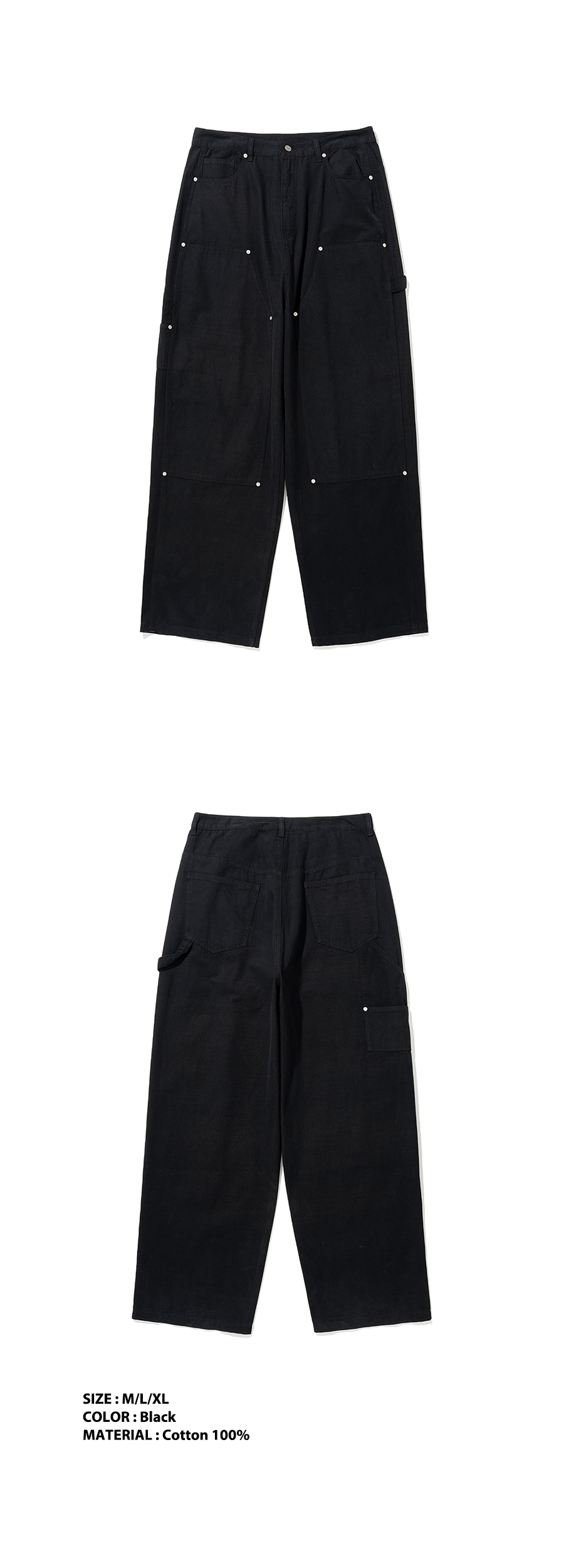 MUSINSA | NOT4NERD Relax Fit Carpenter Pants - Black