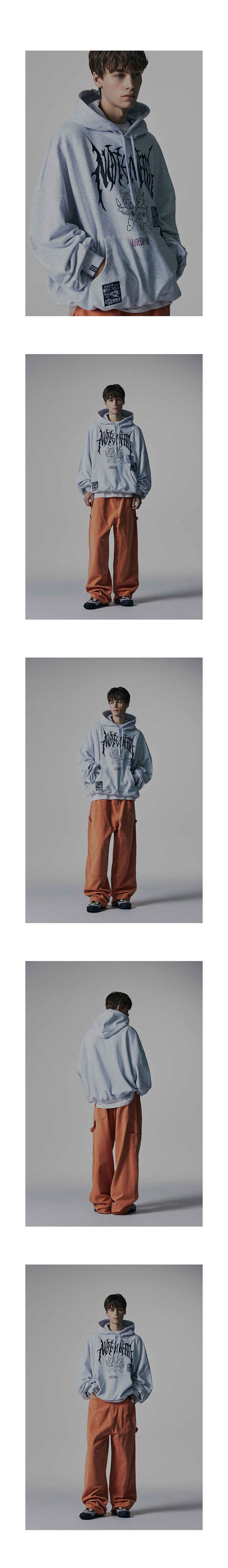 MUSINSA | NOT4NERD 2Devils Patch Pullover Hood - Gray