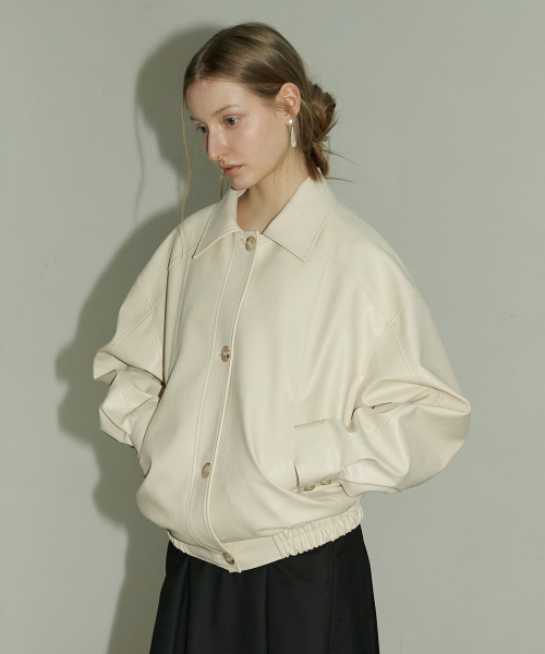 VEGAN LEATHER JUMPER - CREAM