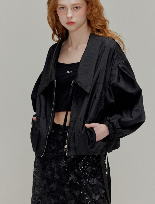 Нейлоновая куртка с блестящим воротником Black
