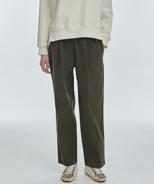 Широкие брюки на резинке с одной складкой [Khaki]