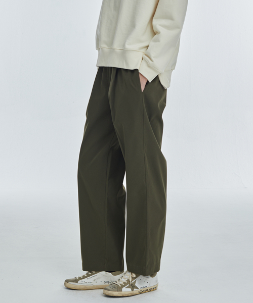 Широкие брюки на резинке с одной складкой [Khaki]
