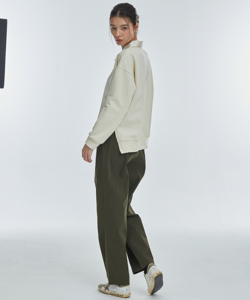 Широкие брюки на резинке с одной складкой [Khaki]