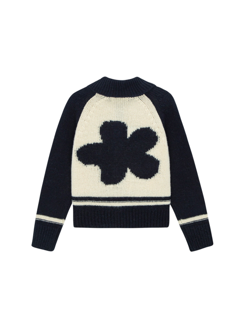 Flower Barsity Zipup Wool Пиджак - navy cream