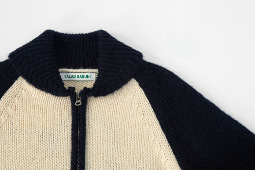 Flower Barsity Zipup Wool Пиджак - navy cream