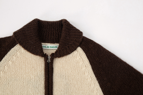 Flower Barsity Zipup Wool Пиджак - brown cream