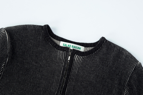 Two-tone zip-up Кардиган - Черный cream