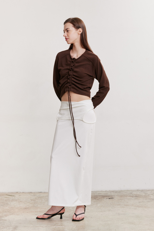SHIRRING BUTTON Кардиган (BROWN)