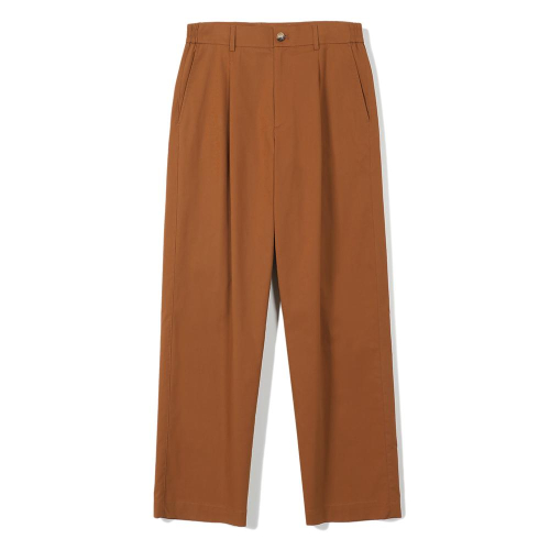 Свободные хлопковые брюки со складкой Brown